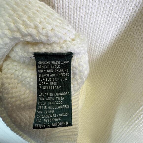 LRL Ralph Lauren Sweater White Sleeveless Turtleneck XL L Fitted Cotton Vintage - Picture 6 of 6